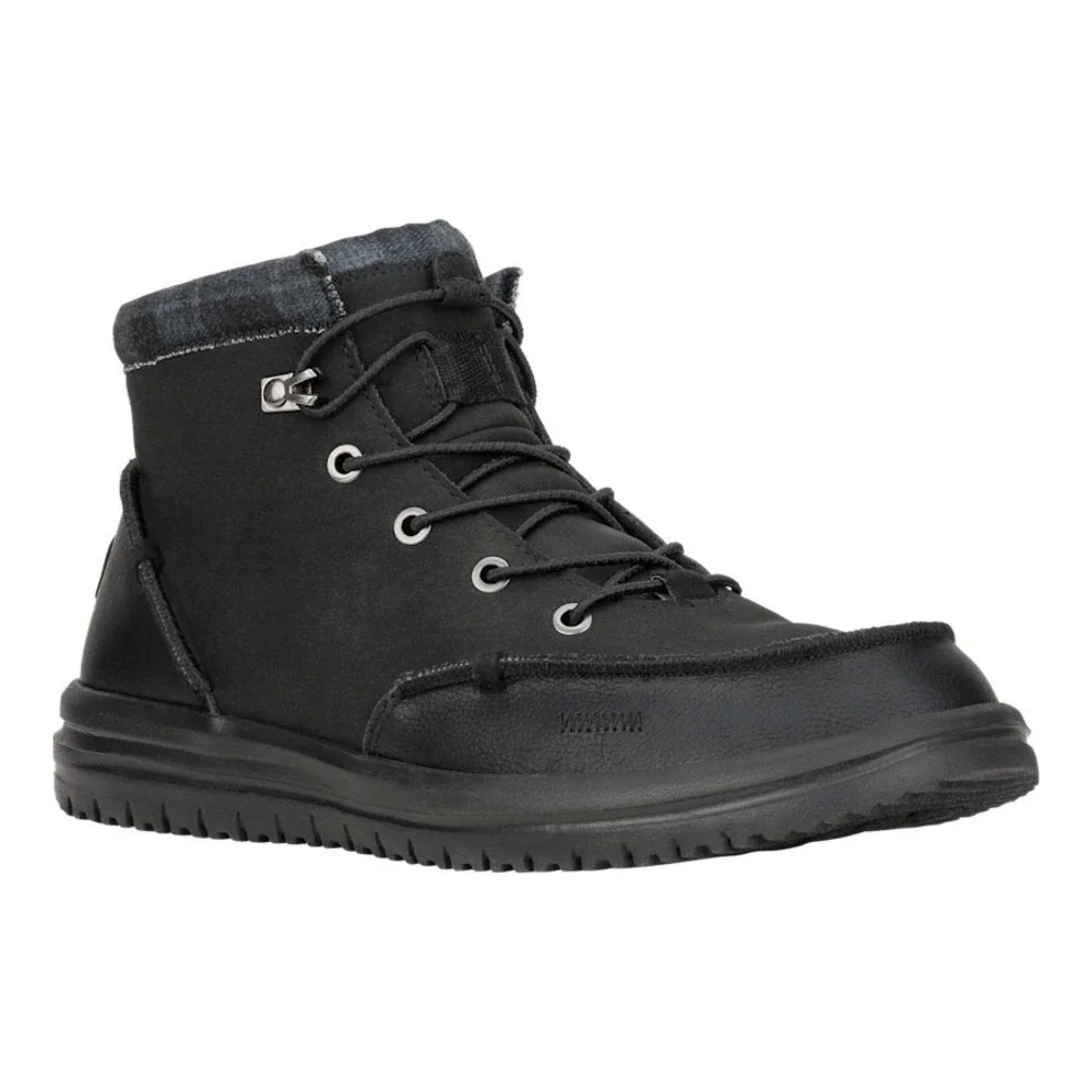 HEY DUDE Bradley Classic Boots Black w/ Plaid Sneaker Men's Size 9 42067-001 NEW